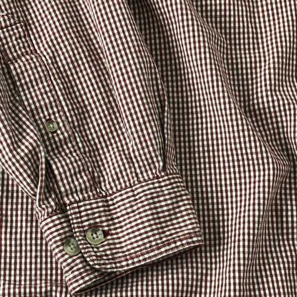 Columbia Button Down Shirt Mens Large Maroon Checked Long Sleeves Plaid Top - Picture 8 of 10